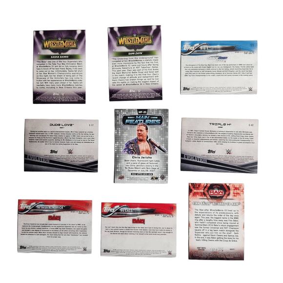 Wrestling WWE AEW Trading Cards Lot of 9 Topps Evolution Raw WrestleMania - Picture 2 of 2